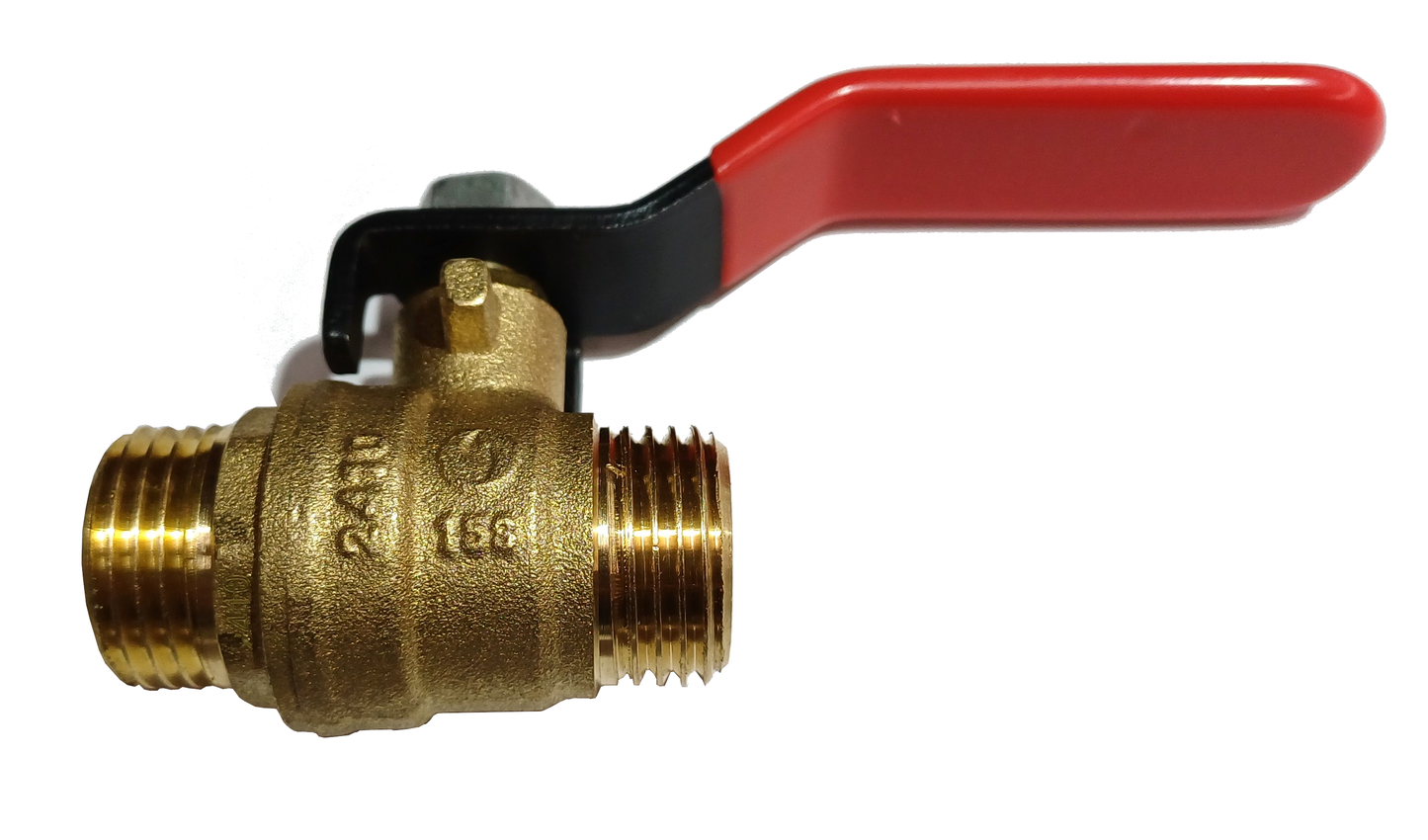 Vanne à sphère laiton PN25 Série 15S - M.M. - poignée acier plate rouge 15x21 - Vanne et robinet de canalisation