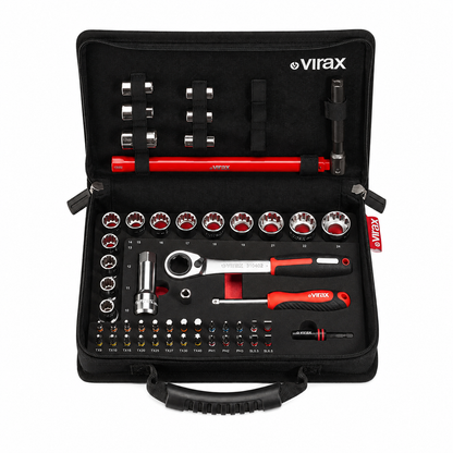 Valise outils Plombi'Box 51 pièces clé écrou robinet, douilles traversantes, embouts 1/4'